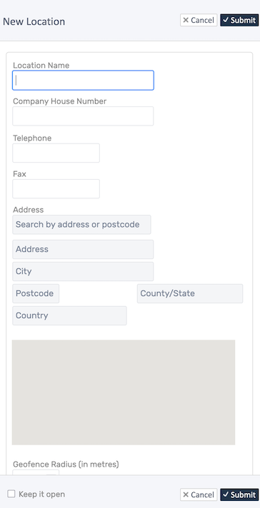 Add Location button and form