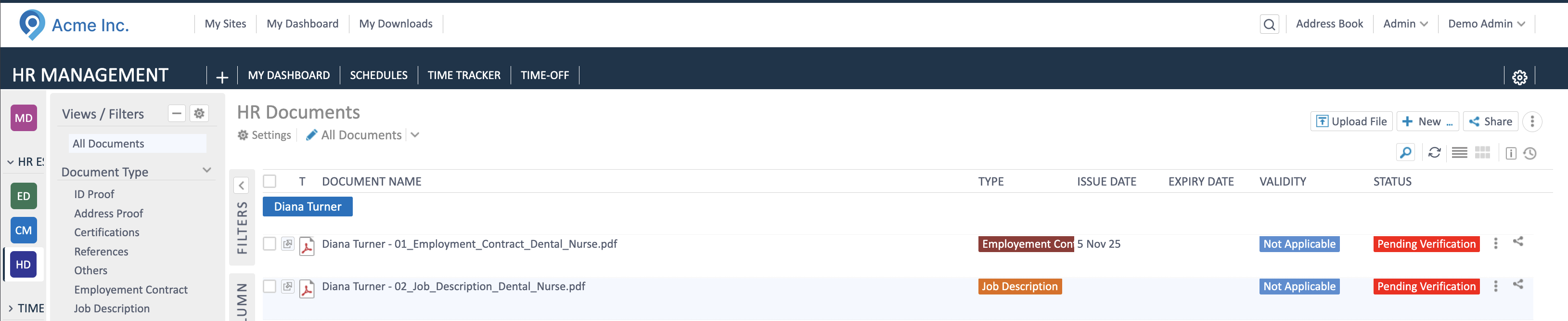 Document categorisation and inline update